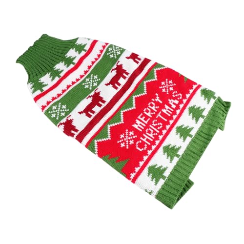 Mikikit Weihnachtspullover Hund Strickpullover mit Elchmotiv Warm Komfortabel für Kleine und Mittelgroße Hunde Festliches Haustierkostüm Weihnachten von Mikikit