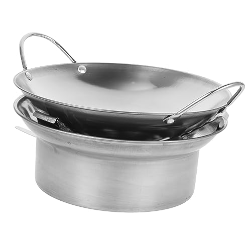 Mikinona 1 Satz Camping Kochset mit Alkoholkocher Hot Pot Kochtopf für Outdoor Aktivitäten Praktischer Wok mit Doppeltem Griff für Gas und Elektroherde von Mikinona
