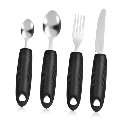Mikinona 1 Satz Einstellbares Besteckset für Senioren Ergonomische Gewichtete Esshilfen für Handzittern und Behinderungen aus Teilig für Stroke Patienten und Ältere Menschen von Mikinona