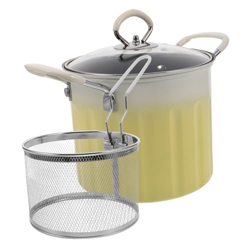 Mikinona Gusseisen Frittiertopf mit Deckel Tempura Fritteuse Induktionsgeeignet Ölabtropfgestell für Pommes und Hühnchen von Mikinona