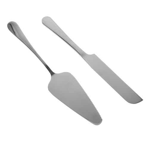 Mikinona 1 Satz Kuchenmesser-Set Frittierte Schaufel Silbernes Tortenschneidebesteck-Set Tortenheber Schlitzspatelwender Eleganter Kuchenschaufel Pizza Kruste Einfach Rostfreier Stahl von Mikinona