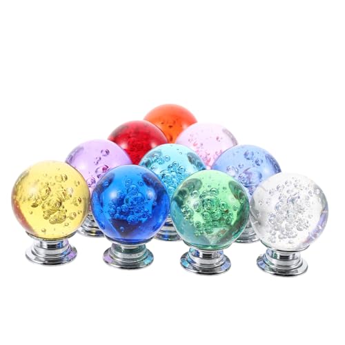 Mikinona 10 Stk Teiliges Kristallknöpfe für Schränke Bunte Blasen design Schubladengriffe Einzelnes Loch Dekorative Möbelknöpfe Einfach zu Montieren Eleganter Stil für Küchenschränke von Mikinona