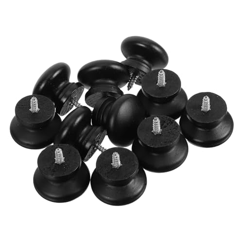 Mikinona 10 Stück Schwarze Runde Holzknöpfe mit Selbstbohrschraube Ergonomische Langlebige Möbelgriffe für Schränke Kommoden Kleiderschränke Einfache Montage von Mikinona