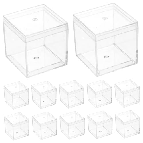Mikinona 12 Stück Teiliges Quadratisches Transparentes Mineralien Aufbewahrungsbox Lebensmittelechter Kunststoff Display Behälter Kompakte Sammlungskiste für Schmuck und Kleinteile von Mikinona