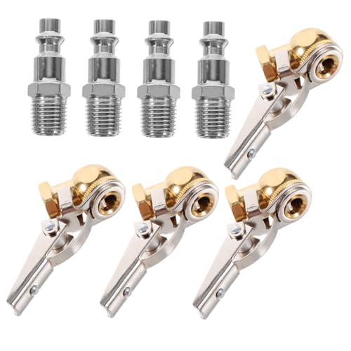 Mikinona 2 Satz Reifenfüllventil mit Clip Locking Air Chuck Npt Gewinde Kupferadapter Schnellkupplung Reifendruckaufsatz für Auto Lkw und Motorrad Reifenaufpumpen von Mikinona