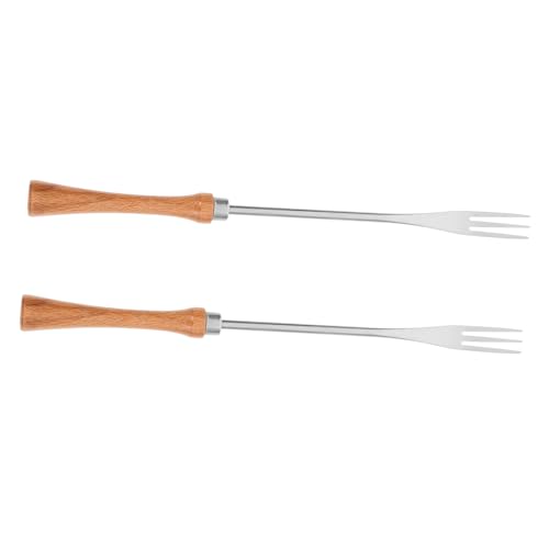 Mikinona 2 Stück Fonduegabeln mit Beechholzgriff Hitzebeständig Vielseitig für Käse Schokolade Marshmallows und Obst Spülmaschinenfest Langlebig und Robust von Mikinona