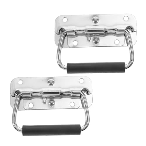 Mikinona 2 Stück Gefederter Klappgriff Metallgriff mit Gummierung Ergonomisch Klappbar Robust für Werkzeugkiste Holzkiste Industriekoffer Boxen Ersatzgriff Oberflächenmontage von Mikinona