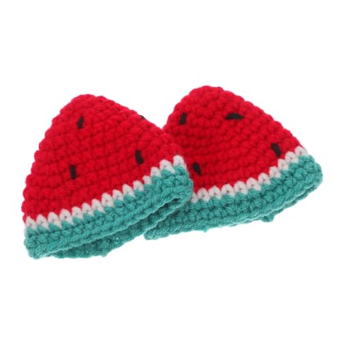 Mikinona 2 Stück Obst Bananen Schutzhülle Weinflaschen Topper Hut Mini Hut Ornamente Strickprojekt Hüte Bananen Keeper Puppenhut DIY Bastel Spar Hüte Gestrickte von Mikinona