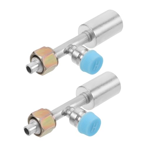 Mikinona 2 Stück Teiliges Aluminium Kühlmittelschlauch Adapter Gerader Kupplungsanschluss mit Druckventil Universeller Anschluss für Klimaanlage und Luftkompressorsystem Langlebig und von Mikinona