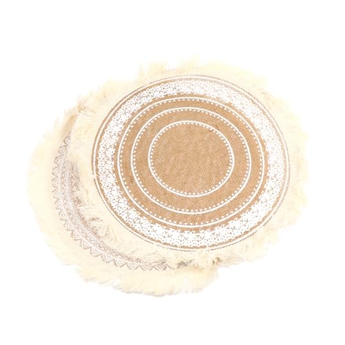 Mikinona 2 Stück Teiliges Boho Platzset aus Baumwolle Leinen mit Fransen Hitzebeständig und Strapazierfähig Gestrickte Tischsets im Nordischen Stil Elegant und Schützend für Esstisch und von Mikinona