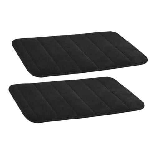 Mikinona 2 Stück Teiliges Memory Schaum Fußmatten für Innenbereich Wasserabsorbierend rutschfest als Türvorleger für Eingangsbereiche und Badezimmer Minimalistisches Design Schwarz von Mikinona