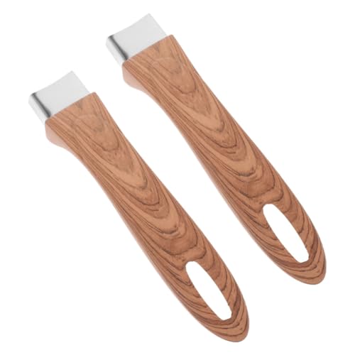 Mikinona 2 Stück Topfgriff mit Holzmaserung Hitzebeständiger Rutschfester Scald Griff für Pfannen und Töpfe Einfache Installation Langlebig und Robust von Mikinona