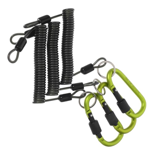 Mikinona 3 Stück Ausziehbare grüne Angelschnur-Lanyards mit Karabiner Dehnbares Band mit Federverschluss Robustes verschleißfestes Stahlseil für Angelruten, Zangen und Kajak-Zubehör Mikinona 3 Stück Ausziehbare grüne Angelschnur-Lanyards mit Karabiner Dehnbares Band mit Federverschluss Robustes verschleißfestes Stahlseil für Angelruten, Zangen und Kajak-Zubehör von Mikinona