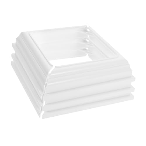 Mikinona 3 Stück PVC Handlaufpfosten Sockel Geteilte Basisabdeckung Dekorative Weiße Pfostenverkleidung Wetterfest Leichte für Garten Terrasse Balkon von Mikinona
