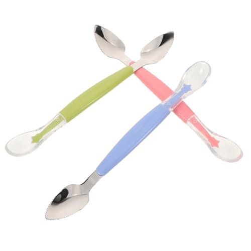 Mikinona 3 Stück Teiliges Doppellöffel aus mit Weichem Silikonkopf Doppelseitig zum Schaben und Löffeln von Obstbrei Bunte Silikonlöffel für Sanftes Zufüttern Mikinona 3 Stück Teiliges Doppellöffel aus mit Weichem Silikonkopf Doppelseitig zum Schaben und Löffeln von Obstbrei Bunte Silikonlöffel für Sanftes Zufüttern von Mikinona