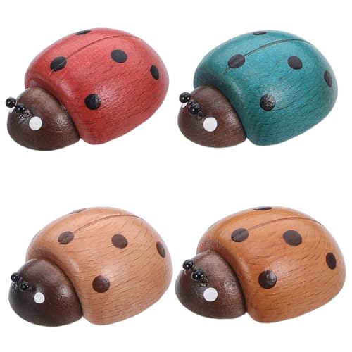 Mikinona 4 Stück Holz Marienkäfer Magneten Nachhaltige Handgefertigte Tier Kühlschrankmagnete mit Hoher Haftkraft Natürliche Holzoptik für Küche Büro und Zuhause Kreative Kühlschrankdeko von Mikinona