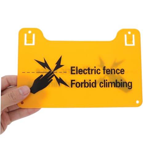 Mikinona 4 Stück Teiliges Hochspannungs warnschild für Elektrozaun Kunststoff Warnschild mit Deutlicher Beschriftung zur Gefahrenerkennung für Garten Zaunpfosten Tore Verhindert Klettern von Mikinona