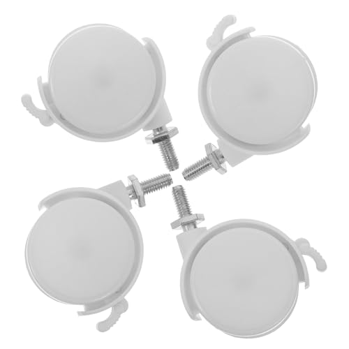 Mikinona 4 Stück Teiliges Möbelrollen Bremse Drehbare Möbelrollen für Bürostuhl Weiße Lenkrollen mit Schraubgewinde Rutschfeste Langlebige Möbelgleiter für Parkett Schrank und Bürostuhl von Mikinona