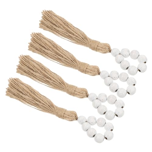 Mikinona 4 Stück Teiliges Set Handgefertigte Holz Serviettenringe mit Rustikalen Perlen Natürlichem Landhausstil Schonend für Tischdekoration für Hochzeit Weihnachten Party von Mikinona