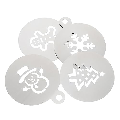 Mikinona Weihnachtskuchendekorationen 4 Stück Silberfarbene Zuckerspray-vorlagen Wiederverwendbare Backschablonen Blumen von Mikinona
