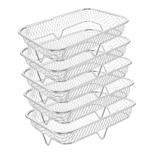Mikinona 5 Stück Teiliges Edelstahl Grillrost Stapelbares Dörr Abtropfgestell mit Ölablauf für Backofen Geeignet zum Grillen Dämpfen Backen und Luftfritteuse Küchen Gastronomie Zubehör von Mikinona
