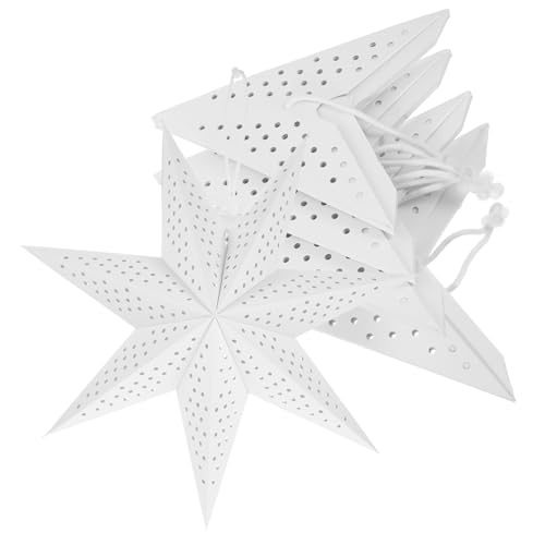 Mikinona 5 Stück Teiliges Faltbare Papierstern Lampenschirme Weihnachtsdeko zum Aufhängen Leichter Pendelleuchten Schirm mit Klassischem Stern Design für Wohnzimmer und Schlafzimmer von Mikinona