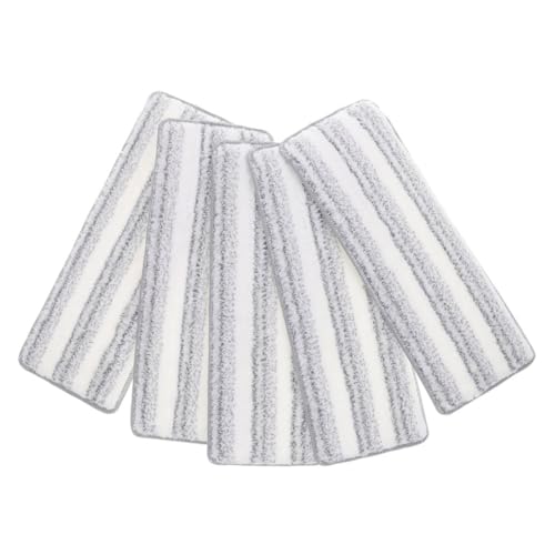 Mikinona 5 Stück Teiliges Mikrofaser Mop Pad Nachfüllset Waschbare Wiederverwendbare Wischmopp Köpfe für Haushaltsreinigung Selbstklebend Vielseitig für Bodenarten Streifenmuster von Mikinona
