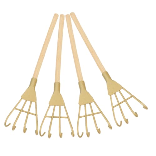 Mikinona 5 Stück Teiliges Miniatur Rechen Goldfarbene Dekorative Handrechen Multifunktional für Garten Pflanzung und Wohnaccessoires Vintage Stil Verarbeitung Rustikale Deko von Mikinona