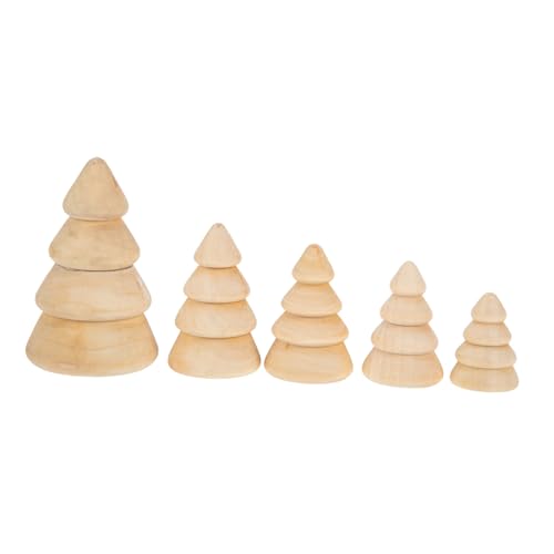 Mikinona 5 Stück Teiliges Weihnachtsbaum Deko aus Holz Kreative DIY Weihnachtsbaum Ornamente Kompakte für Desktop Handgefertigt Natürliche Holzfarbe Festliche Dekoration für Zuhause und von Mikinona