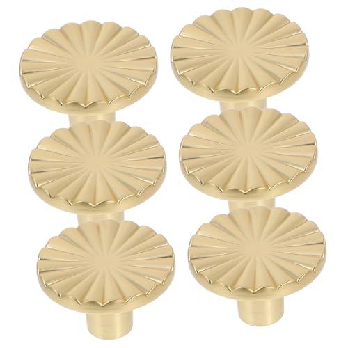 Mikinona 6 Stück Teiliges Goldene Runde Möbelknöpfe Dekorative Schrankgriffe Vintage Stil für Küchenschränke Kommoden Kleiderschränke und Badunterschränke Elegantes Design von Mikinona