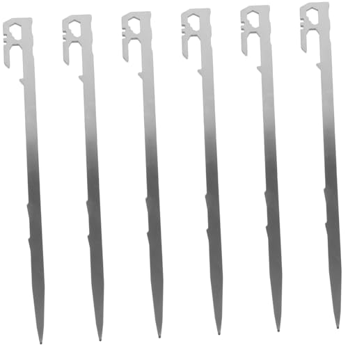 Mikinona 6 Stück Teiliges Robuste Zeltheringe aus Edelstahl Verdickte Verlängerte Zeltnägel für Outdoor Camping Vielseitige Befestigung von Strandzelten Pavillons Wiesen und Sandigen Böden von Mikinona