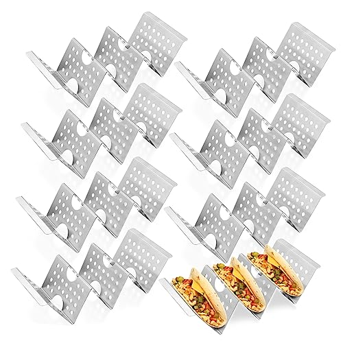 Mikinona 8 Stück Crêpe-ständer Hält Taco-Rack Rostfrei Taco-Halter Taco-tablett-Halter Gestell Inhaber Tacos Unterstützen Server Steht Küchenständer Tacos-Stand 430er Edelstahl von Mikinona
