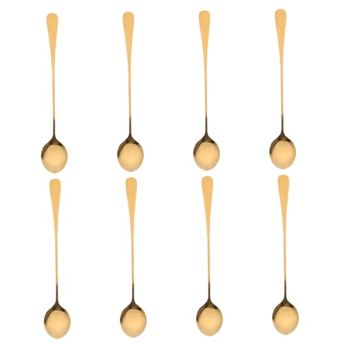 Mikinona 8 Stück Teiliges Goldfarbene Edelstahl Teelöffel mit Langem Griff Langlebige Rührlöffel für Kaffee Cappuccino Milch und Desserts Vielseitig Einsetzbar Leicht zu Reinigen Rostfrei Mikinona 8 Stück Teiliges Goldfarbene Edelstahl Teelöffel mit Langem Griff Langlebige Rührlöffel für Kaffee Cappuccino Milch und Desserts Vielseitig Einsetzbar Leicht zu Reinigen Rostfrei von Mikinona