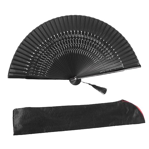 Mikinona Antiquitäten Faltfächer Handfächer mit Schwarzem Bezug Antiker Stil Faltbarer Tanzfächer für Familie Freunde als Dekoratives Langlebig und Elegant von Mikinona