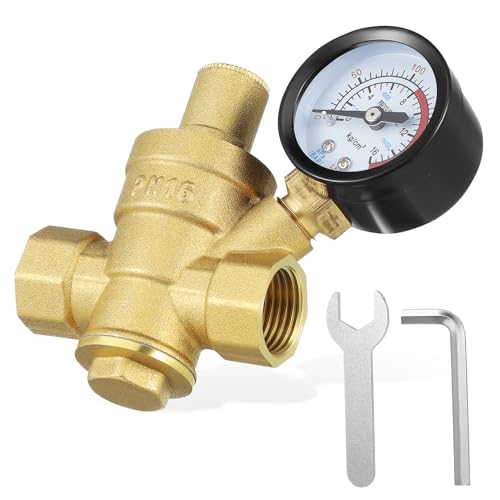 Mikinona Druckminderer Wasser Messing Rv Wasser Druckregler mit Manometer und Feineinstellung für Camper und Hausinstallation Mikinona Druckminderer Wasser Messing Rv Wasser Druckregler mit Manometer und Feineinstellung für Camper und Hausinstallation von Mikinona