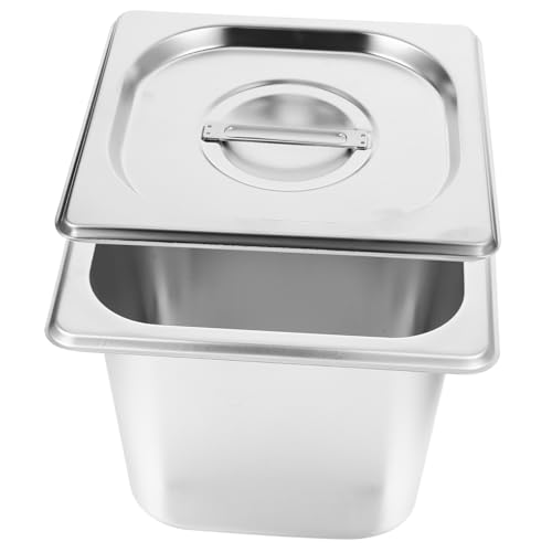 Mikinona Edelstahl Buffet behälter mit Deckel Rechteckige Kantine Servierschale Lebensmittelecht Poliert Sicherer Rand Geeignet für Kantinenbuffet und Gastronomie von Mikinona