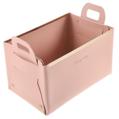 Mikinona Faltbare Aufbewahrungsbox aus rosafarbenem Kunstleder Multifunktional mit flacher Basis Eleganter Schreibtisch Organizer für Büro und Zuhause Stilvoller Schmuckhalter und von Mikinona