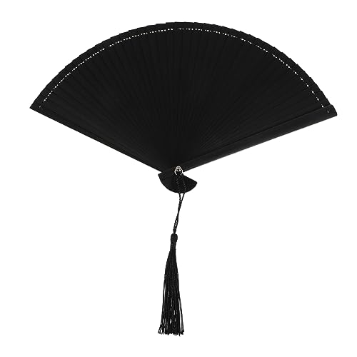 Mikinona Faltbarer Handfächer aus Retro Design mit Quaste und Tasche für Tanzaufführungen und Dekoration von Mikinona