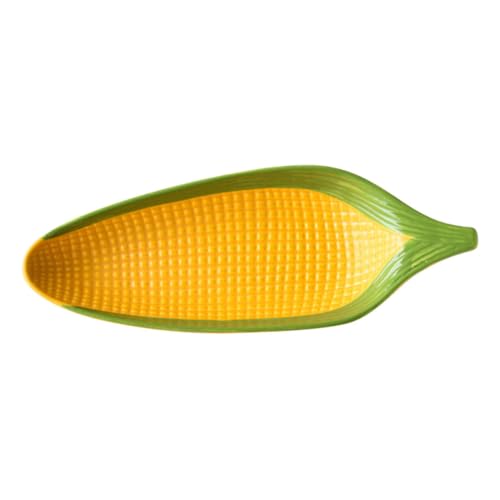 Mikinona Handgefertigte Keramik Servierplatte Maiskolbenform Rechteckiger Corn The Cob Teller Vielseitig für Sushi Snacks Vorspeisen und Dessert Familienfreundliche Handbemalt Elegantes von Mikinona