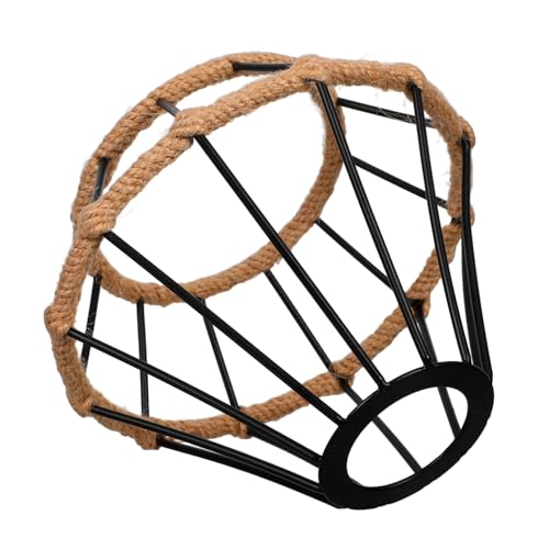 Mikinona Handgefertigter Lampenschirm aus Schmiedeeisen mit Baumwollseil Rustikaler Boho-stil Langlebiger Lampenschirm für Pendelleuchte Vintage Metallrahmen für Wohnzimmer und Esszimmer von Mikinona