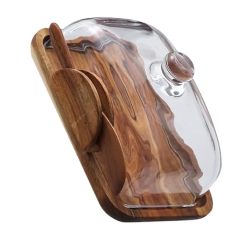 Mikinona Holz Butterdose Mit Glasdeckel Rustikaler Butter Käsebehälter Für Kühlschrank Und Esstisch Design Zur Frischhaltung Von Lebensmitteln Vielseitig Einsetzbar Für Snacks Und von Mikinona