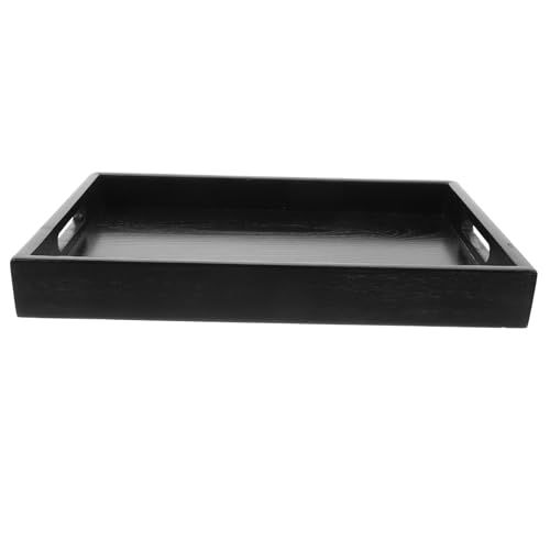 Mikinona Holzgriffschale modern Kaffee Servierschale Aufschlag Teller Platte Tablett zum Servieren von Obst Couchtischtablett Serviertablett Holz Getränkeschale dekoratives Tablett Schwarz von Mikinona