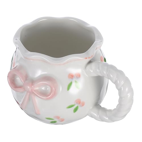 Mikinona Kreative Handgefertigte Kaffeetasse Schleifen-design Einzigartiger Porzellanbecher Für Büro Zuhause Und Cafés Für Kaffee Tee Und Milch von Mikinona
