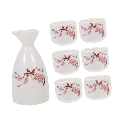Mikinona Japanisches Sake Keramik Weiß Mit Sake-topfbechern Passend Für Weinflaschen Für Familie Und Gäste Exquisit Verarbeitet Und Langlebig von Mikinona