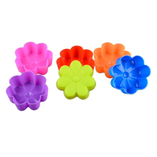 Mikinona Muffinförmchen-set Mit Blumenmotiv 6-teilig Silikon-backförmchen Für Muffins Und Kuchen Leicht Zu Reinigen Zufällige Farbe von Mikinona