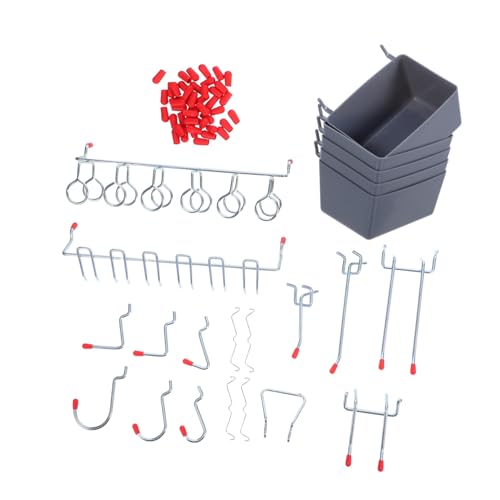Mikinona Pegboard Haken Metall Tragfähig Garage Werkzeughalter Mit Lang Und Einzelhaken Flexibel Verstellbar Für Wandorganisation Mit Kunststoff Aufbewahrungsbox von Mikinona