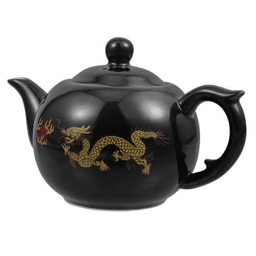 Mikinona Schwarze Goldene Drachenteekanne Teekannen Aus Porzellan Klein Wasserkocher Aus Porzellan China Mit Teesieb Mit Sieb Hausteekanne Keramik Black von Mikinona