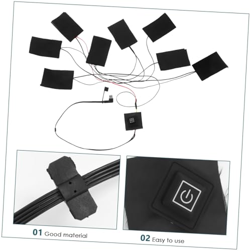 Mikinona USB Beheizbare Heizpads für Jacken mit Dreistufiger Temperaturregelung Dualem Steuerungssystem Leichtem Weichem Material Waschbar Sicher mit Automatischer Abschaltung für Outdoor von Mikinona