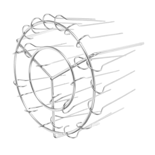 Mikinona Vertikaler Spießständer aus Edelstahl mit Spießen Langlebiger Kebabhalter für Air Fryer und Backofen Erleichtert Fettarmes Grillen von Geflügel und Fleisch Einfache Handhabung von Mikinona