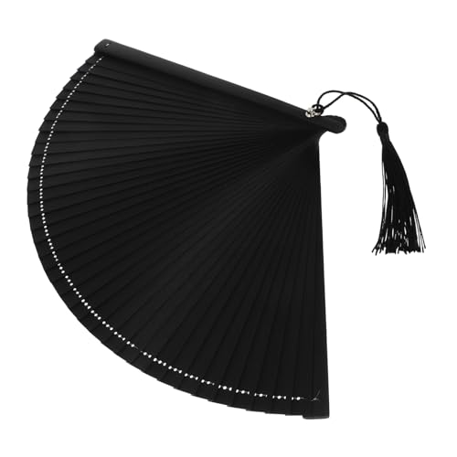 Mikinona Vintage Faltbarer Holz-handfächer mit Quaste und Stofftasche Dekorativ und Robust als Tanzrequisit und Stilvolles Accessoire für Damen und Besondere Anlässe von Mikinona